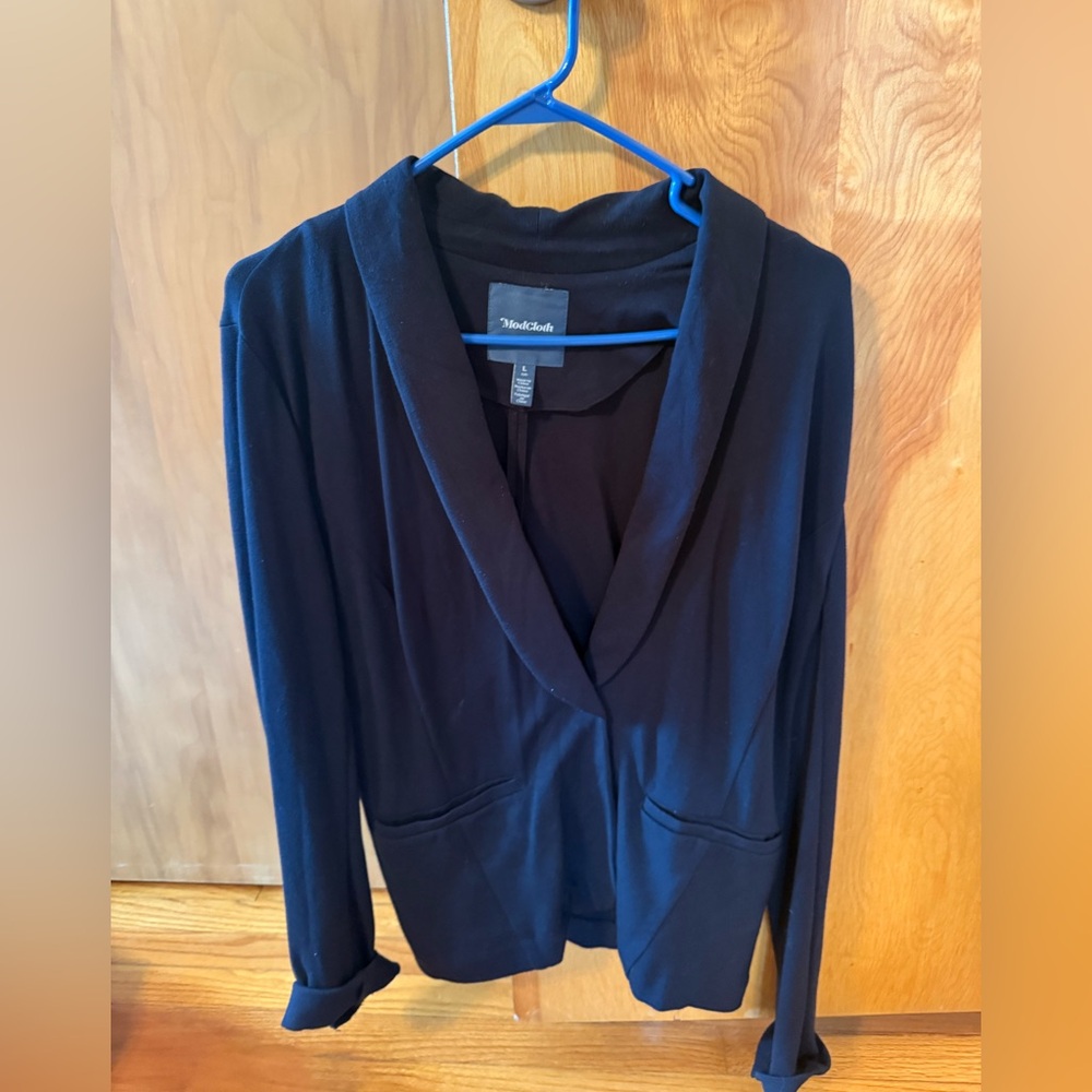 ModCloth Black Open-Front Draped Blazer